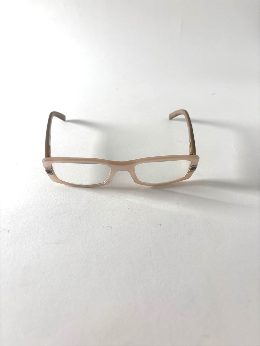 Gucci Beige Rectangular Women's Glasses